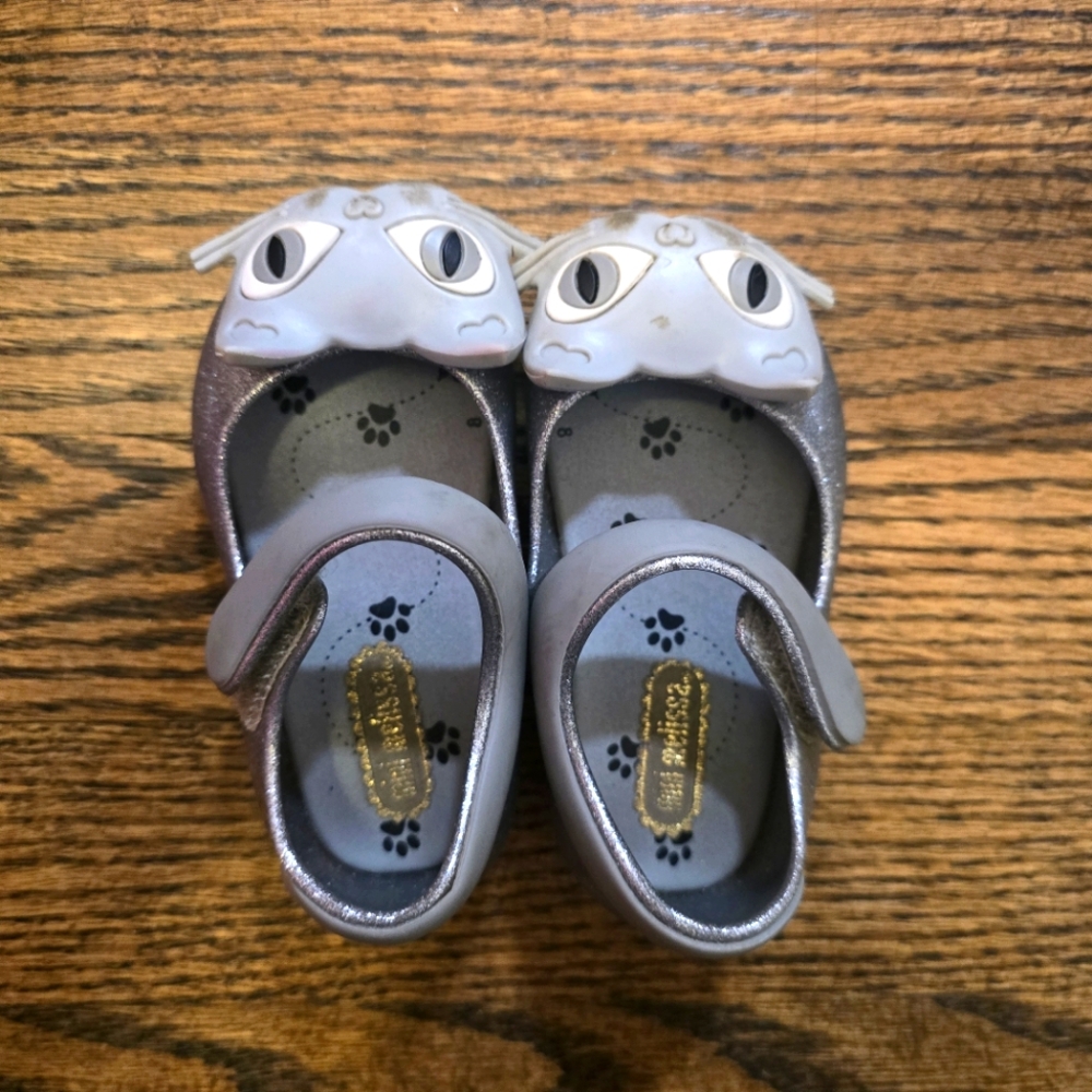 🌟7/25$ MINNI MELISSA Cat glitter size USA 3-4 silver